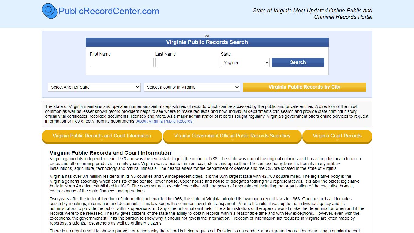 Free Virginia Public Records, Criminal Records And Background Checks